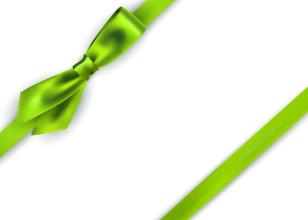 Shiny green satin ribbon on white background. Vectorのイラスト素材