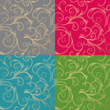 Damask seamless floral pattern. Royal wallpaper. Vector illustration. EPS 10. Gold leaf backgroundのイラスト素材