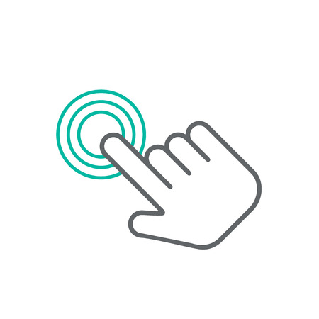 Click hand icon,  click hand icon vector,  flat click hand icon design. White click hand icon on white backgroundのイラスト素材