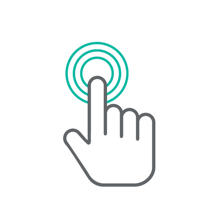Click hand icon,  click hand icon vector,  flat click hand icon design. White click hand icon on white backgroundのイラスト素材