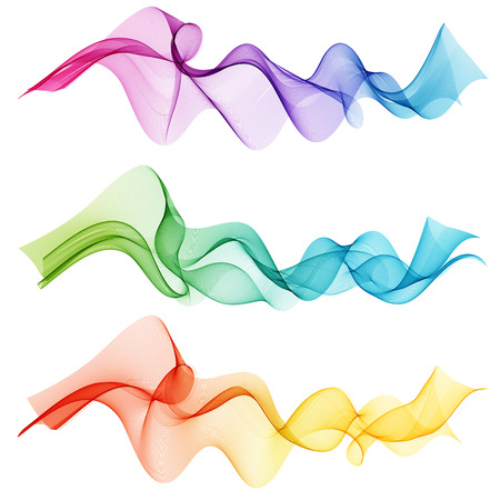 Set of color smoke wave. Abstract  transparent waved lines for brochure, website, flyer design.のイラスト素材