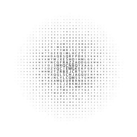 Abstract black and white deco art print halftone pattern with lettersのイラスト素材