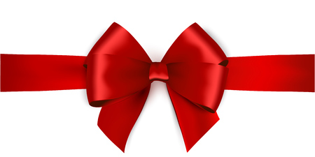 Shiny red satin ribbon on white background.の写真素材