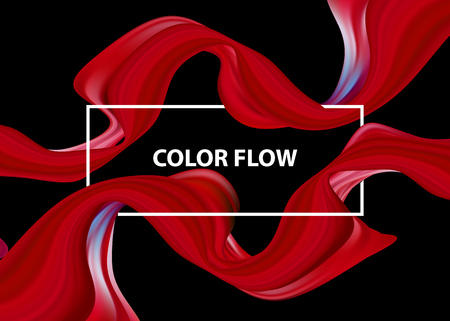 Abstract colorful vector background, color flow liquid red wave for design brochure, website, flyer. Stream fluid. Acrylic paintのイラスト素材