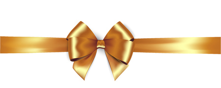 Shiny golden satin ribbon . Vector isolate gold bow for design greeting and discount cardのイラスト素材