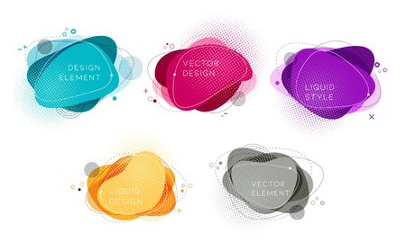 Set of abstract modern graphic elements. Gradient abstract banners flowing liquid shapes.のイラスト素材