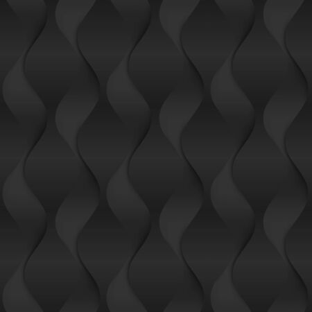Black seamless texture. Wavy background. Interior wall decoration. Vector interior wall panel pattern.のイラスト素材