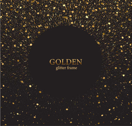 Gold glitter texture on a black background. Golden grainy abstract texture on a black background.のイラスト素材