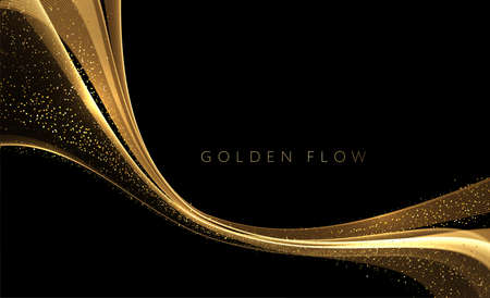 Abstract shiny color gold wave luxury background with golden glitter sparklesのイラスト素材