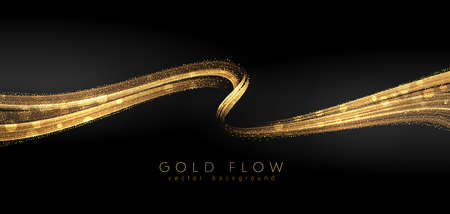 Abstract shiny color gold wave luxury background with golden glitter sparklesのイラスト素材