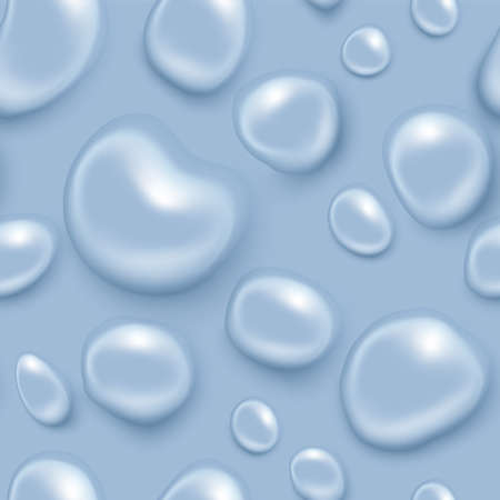 Realistic Water drop. Pure transparent droplet. Clean drop condensation. Vector set.のイラスト素材