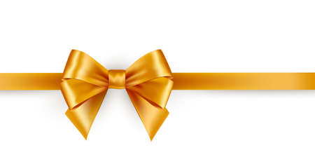 Shiny gold satin ribbon on white backgroundのイラスト素材