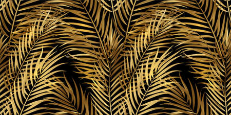 Tropical palm leaves, jungle leaves seamless vector floral pattern backgroundの写真素材