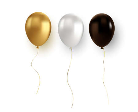 Vector glossy realistic gold baloon on transparent backgroundのイラスト素材
