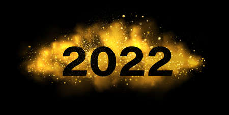 Luxury gold glitter particles on black background. glowing lights magic effects. Glow sparkles, vector illustration.のイラスト素材