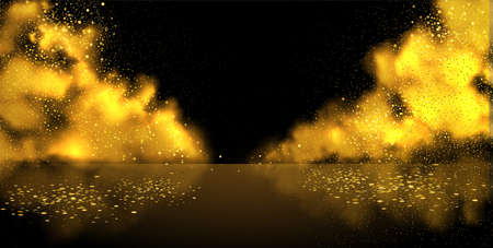 Smoke stage vector background. Abstract gold fogのイラスト素材