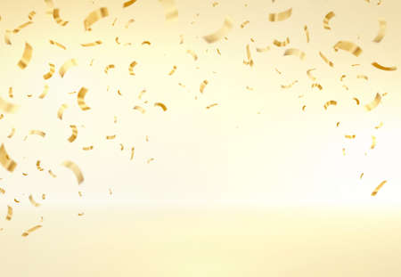 Vector illustration defocused gold confetti on a light gold background.のイラスト素材