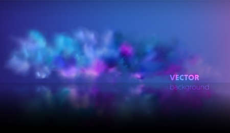 Smoke stage vector background. Abstract blue and purple fog with shadow.のイラスト素材