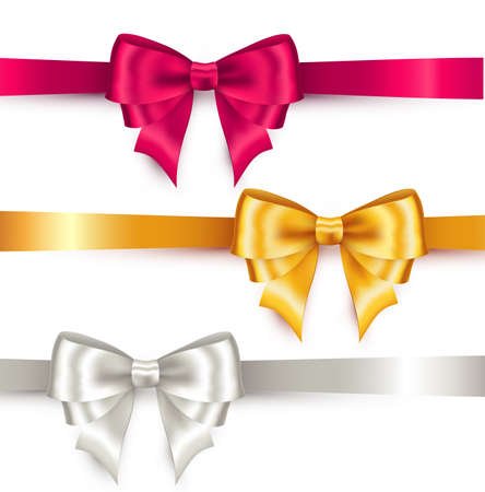 Shiny color satin ribbon on white backgroundのイラスト素材
