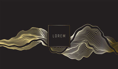 Gold lines template, artistic covers design, colorful luxury backgrounds. Trendy pattern, graphic poster, cards. Vector illustrationのイラスト素材