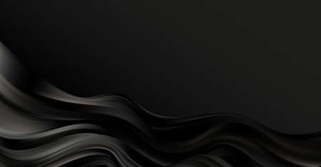 Abstract Waves. Shiny black moving lines design element on dark background for greeting card and disqount voucher.のイラスト素材