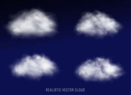 Vector set Abstract realistic fog cloud design elementのイラスト素材