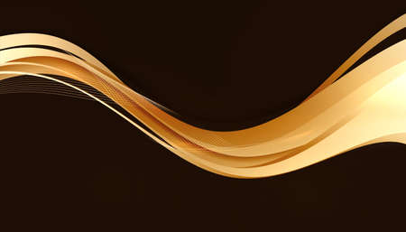 Abstract Gold Waves. Shiny golden moving lines design element for greeting card and disqount voucher.のイラスト素材