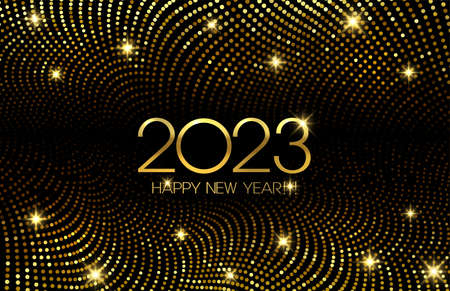 2023 New Year Abstract shiny color gold wave design element