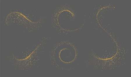 Set of Abstract shiny gold glitter design elementの写真素材