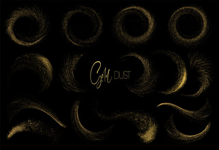 Set of Abstract shiny gold glitter design element. For New Year, Merry Christmas greeting card designの写真素材