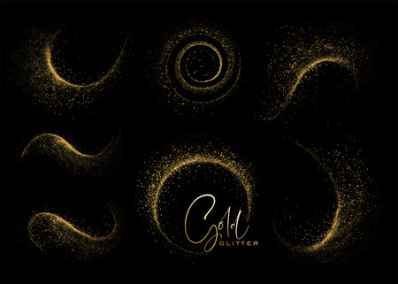 Set of Abstract shiny gold glitter design element. For New Year, Merry Christmas greeting card designの写真素材