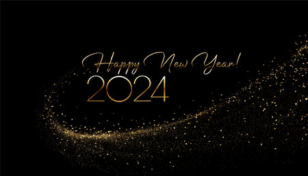 2024 Happy New Year and Merry Christmas Abstract shiny color gold design elementのイラスト素材