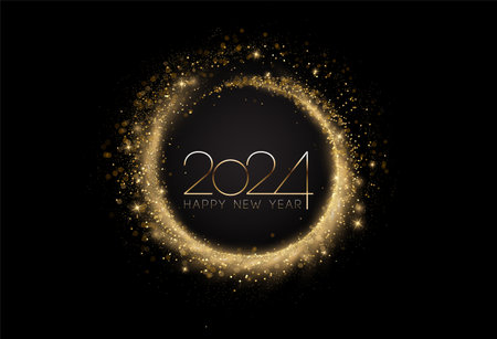 2024 New Year Abstract shiny color gold wave design elementのイラスト素材