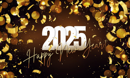 2025 New Year Abstract shiny color gold design element