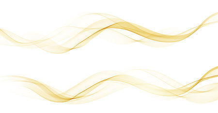 Soft Gold Smoke Gradient Transparent Wave Background. Colorful Flowing Wavy Lines isolated on white background.のイラスト素材