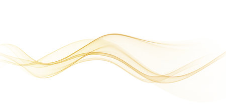 Soft Gold Gradient Transparent Wave Background. Colorful Flowing Wavy Smoke Lines isolated on white background. Vector illustrationのイラスト素材
