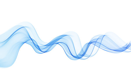 Abstract Background, Transparent Waved Lines. Soft Blue Smoke Wave BG. Colorful Gradient Flowing Wavy Lines. Vector illustration.のイラスト素材