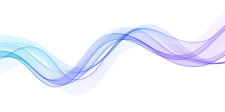 Abstract Background, Transparent Waved Lines. Soft Blue Purple Smoke Wave BG. Colorful Gradient Flowing Wavy Lines. Vector illustration.のイラスト素材