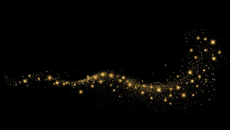 Vector Abstract Shiny Gold Glitter design element. Gold Glitter Dust and Stars. Glitter Trail. For New Year, Merry Christmas, Birthday and Wedding greeting card and invitation. Luxury Background designのイラスト素材