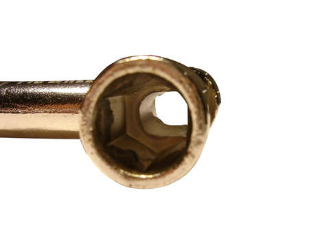 metal spanner over white background, tool for skateboard