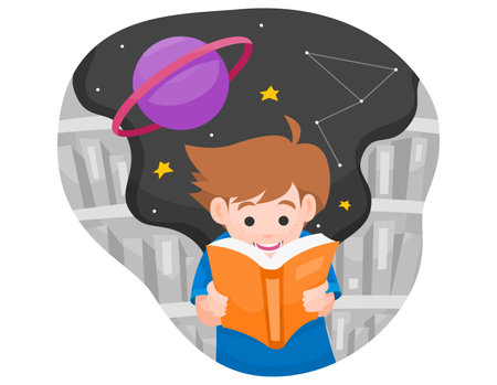 People reading a book in library vector illustrationのイラスト素材