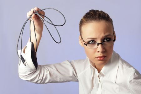 businesswoman with computer mouseの写真素材