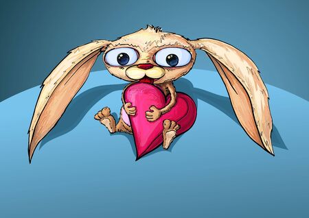 lovely rabbit and heart ( illustration)の写真素材