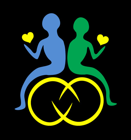 Abstract Illustration Two abandoned souls taking their heartsのイラスト素材