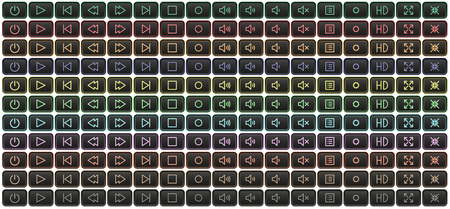 Set of Media player buttons in neon colors, multicolored various versionsのイラスト素材