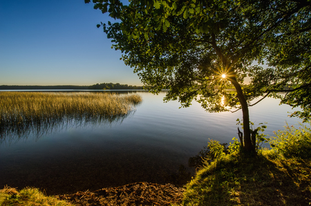 Mokre Lake on kayak route Krutynia, Polandの写真素材