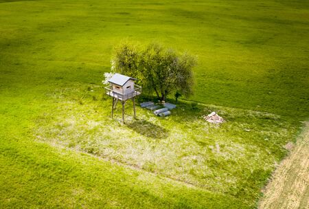 High seat on green meadow on Mazuras, Polandの写真素材