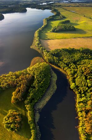 Corridor between two lakes on polish kayak route Krutynia, Polandの写真素材