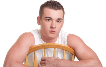 An isolation of an athletic young man.の写真素材