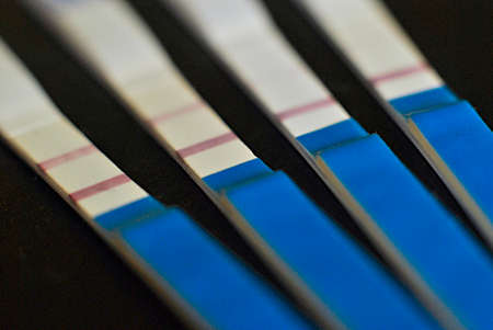 Positive pregnant test in progressの写真素材